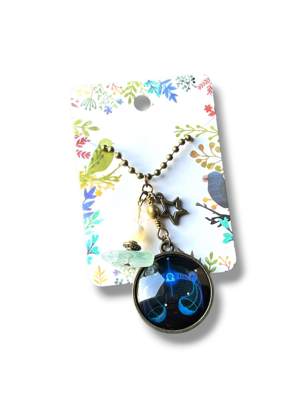 Handmade Libra Zodiac Aventurine Charm Necklace